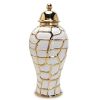 Regal White and Gold Ceramic Decorative Ginger Jar