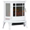 HOMCOM 22" Electric Fireplace Stove, Freestanding Electric Fire Place Heater with Realistic LED Flame, Adjustable Temperature, 1500W, White