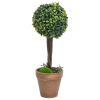 Artificial Boxwood Plants 2 pcs with Pots Ball Shaped Green 22"