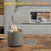 HOMCOM Tabletop Fireplace, Mini Concrete Ethanol Fire Bowl with Lid, Burns up with Liquid Alcohol and Solid Tablet Alcohol, Light Grey