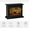 HOMCOM 31" Electric Fireplace with Dimmable Flame Effect and Mantel, Freestanding Space Heater with Log Hearth and Remote Control, 1400W, Brown