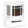 HOMCOM 22" Electric Fireplace Stove, Freestanding Electric Fire Place Heater with Realistic LED Flame, Adjustable Temperature, 1500W, White