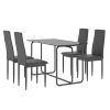 5-piece Rectangle Dining Table Set with Metal Frame; Tempered Glass Dining Table for Kitchen Room; Black