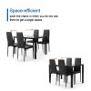 5 Pieces Dining Table Set for 4; Kitchen Room Tempered Glass Dining Table ; 4 Faux Leather Chairs ; Black