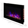 HOMCOM 36" 1500W Electric Wall-Mounted Fireplace with Flame Effect, 7 Color Background Light and Side Light, Black