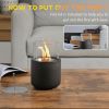 HOMCOM Tabletop Fireplace, Mini Concrete Ethanol Fire Bowl with Lid, Burns up with Liquid Alcohol and Solid Tablet Alcohol, Dark Grey