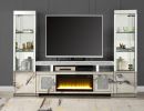 ACME Noralie TV STAND W/FIREPLACE Mirrored & Faux Diamonds LV00523