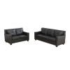 Black Faux Leather 3-Piece Living Room Sofa Set