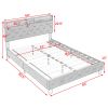 Queen Size Bed Frame, Shelf Upholstered Headboard, Platform Bed with Outlet & USB Ports, Wood Legs, No Box Spring Needed, Easy Assembly, Grey