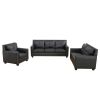 Black Faux Leather 3-Piece Living Room Sofa Set