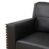 Black Faux Leather 3-Piece Living Room Sofa Set