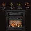 HOMCOM 32" Electric Fireplace with Mantel, Freestanding Heater with LED Log Flame, Shelf and Remote Control, 700W/1400W, Brown