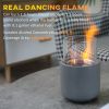 HOMCOM Tabletop Fireplace, Mini Concrete Ethanol Fire Bowl with Lid, Burns up with Liquid Alcohol and Solid Tablet Alcohol, Light Grey