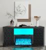 Timeless Gray Electric Fireplace with LED Panel, Speakers, and Remote