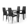 5 Pieces Dining Table Set for 4; Kitchen Room Tempered Glass Dining Table ; 4 Faux Leather Chairs ; Black