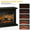 HOMCOM 31" Electric Fireplace with Dimmable Flame Effect and Mantel, Freestanding Space Heater with Log Hearth and Remote Control, 1400W, Brown