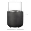 HOMCOM Tabletop Fireplace, Mini Concrete Ethanol Fire Bowl with Lid, Burns up with Liquid Alcohol and Solid Tablet Alcohol, Dark Grey