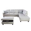 Powder Color Semi Semi PU Synthetic Leather 3-Piece Couch Living Room Sofa Set