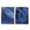 Set of 2 Blue and Gold Framed Art Panels, Unique Marbled Design, 30.5" x 40"