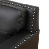 Black Faux Leather 3-Piece Living Room Sofa Set