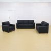 Black Linen 3-Piece Living Room Sofa Set