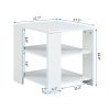 Square side table; simple style design; 3-tier end table; wood living room nightstand; bedroom; easy assembly; 1-pack; white