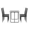 5-piece Rectangle Dining Table Set with Metal Frame; Tempered Glass Dining Table for Kitchen Room; Black