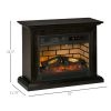 HOMCOM 31" Electric Fireplace with Dimmable Flame Effect and Mantel, Freestanding Space Heater with Log Hearth and Remote Control, 1400W, Brown