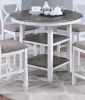 Counter Height Dining Table w Storage Shelve 4x Chairs Padded Seat Unique Design Back 5pc Dining Set White Color