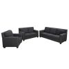 Black Linen 3-Piece Living Room Sofa Set