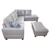 Powder Color Semi Semi PU Synthetic Leather 3-Piece Couch Living Room Sofa Set