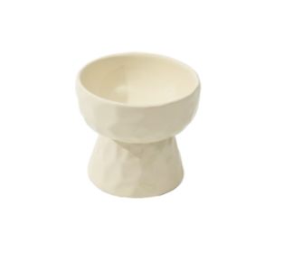 Ceramic High Leg Cervical Support Oblique Bowl (Option: FlatMouthLightRiceWhite)