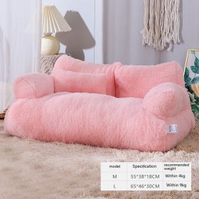 Flannel Warm Large Cat Sofa Universal Pet Kennel (Option: Pink-M)