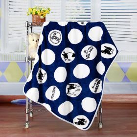 Flannel Coral Fleece Blanket Printed Air Conditioning Blanket Pet (Option: Polka Dot Bullfight Blue-100x75cm)