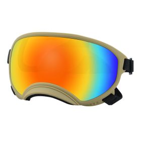 Fashion Personality Dog Skiing Goggles (Option: Khaki framed red film-L)