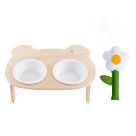 Dining Bowl Pet High Foot Cat Oblique Mouth Food Holder Care Neck (Option: Small Flower Double Bowl)