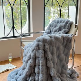 Rabbit Velvet Blanket Thickened Double-sided Fleece Bedroom Cover Blanket (Option: Grey blue-150x200cm)