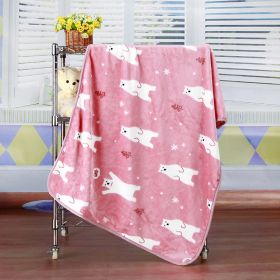 Flannel Coral Fleece Blanket Printed Air Conditioning Blanket Pet (Option: Polar Bear Pink-100x75cm)