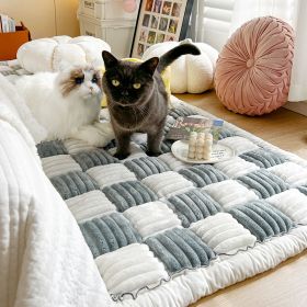 Cream Color Autumn And Winter Plush Bedside Mats Non-slip (Option: Milk gray glutinous rice-70x 210cm)