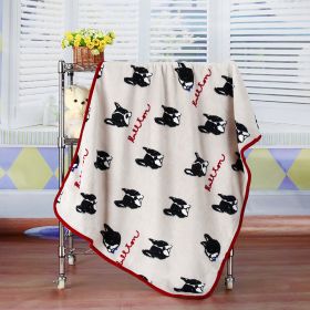 Flannel Coral Fleece Blanket Printed Air Conditioning Blanket Pet (Option: Little Bullfight Beige-100x75cm)