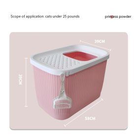 Pet Litter Box Fully Enclosed Top-in Oversized (Option: Pink-58x39x39cm)