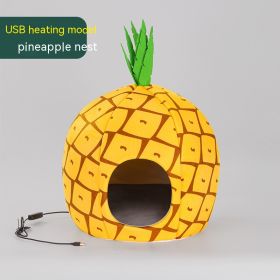 Electrically Heated Pet Cat Litter (Option: Pineapple House)