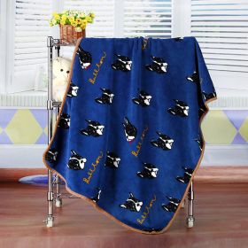 Flannel Coral Fleece Blanket Printed Air Conditioning Blanket Pet (Option: Little Bullfight Blue-100x75cm)