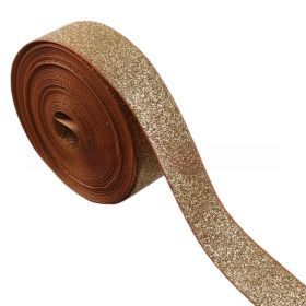 22mm Dusting Powder Solid Color Diy Ribbed Band Polyester Belt Clothing Accessories (Option: 50yard-22mm-gold)