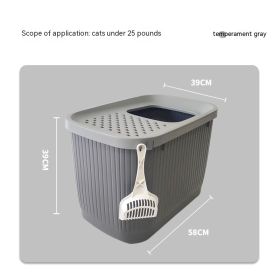 Pet Litter Box Fully Enclosed Top-in Oversized (Option: Gray-58x39x39cm)