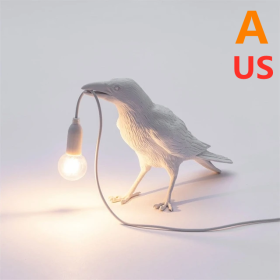 Creative Auspicious Bird Resin Wall Lamp Decoration (Option: White-A-US)