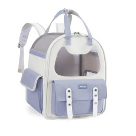 Pet Bag Large Capacity Portable Foldable Portable Cat Backpack (Color: Blue)