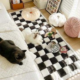 Cream Color Autumn And Winter Plush Bedside Mats Non-slip (Option: Black glutinous rice-45x45cm)