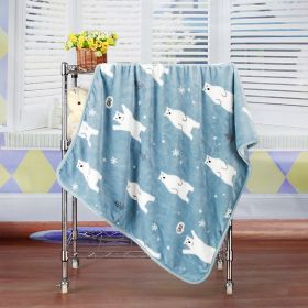 Flannel Coral Fleece Blanket Printed Air Conditioning Blanket Pet (Option: Polar Bear Blue-100x75cm)