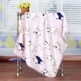 Flannel Coral Fleece Blanket Printed Air Conditioning Blanket Pet (Option: Bull Terrier Pink-100x75cm)